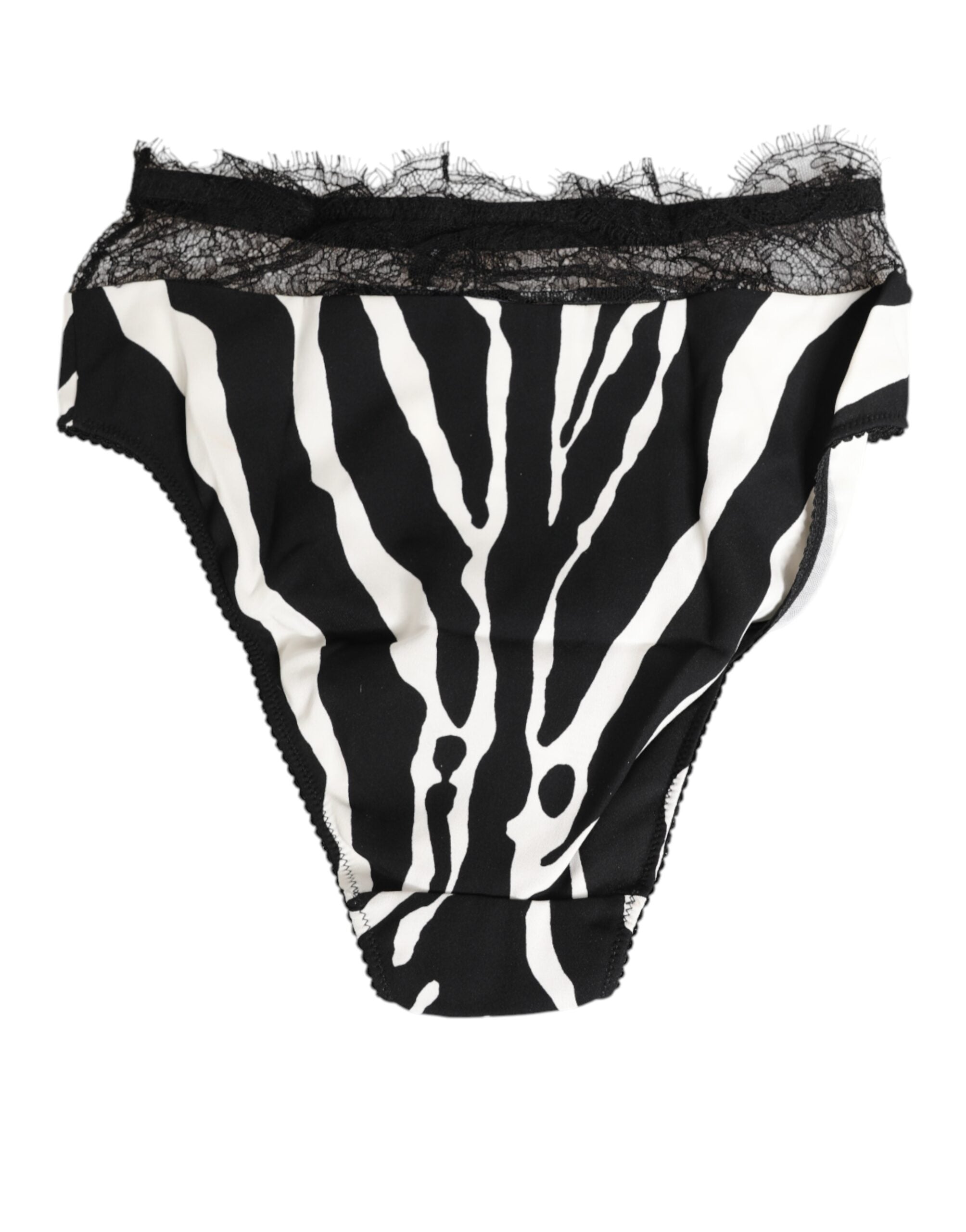 Black White Zebra Print Lace Trim High Underwear