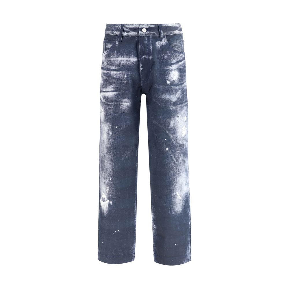 Denim print broek