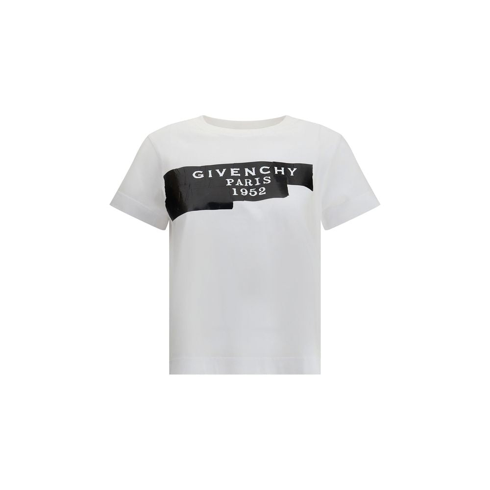 Katoenen T-shirt met opdruk van zwarte Givenchy-tape