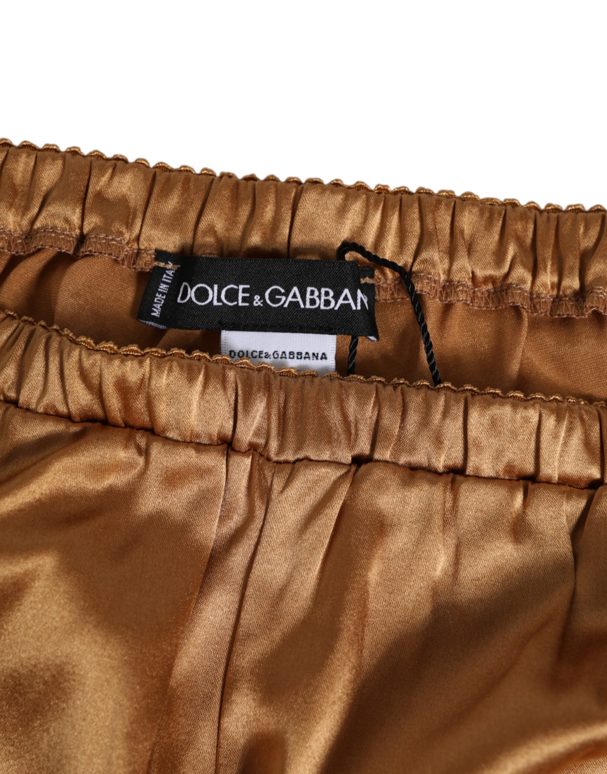 Brown Silk Satin Floral Lace Shorts Underwear