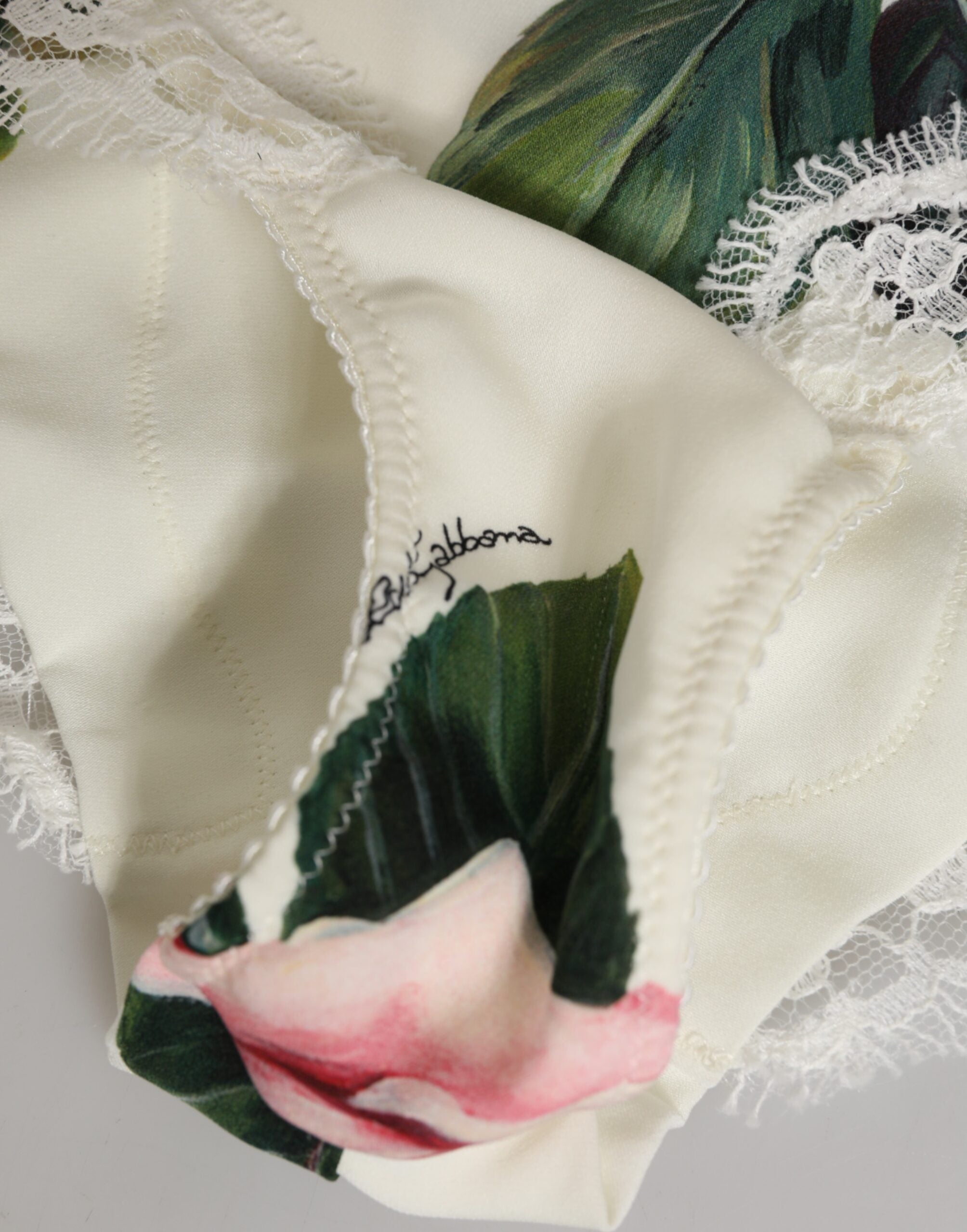 White Silk Satin Floral Lace Trim Slip Underwear