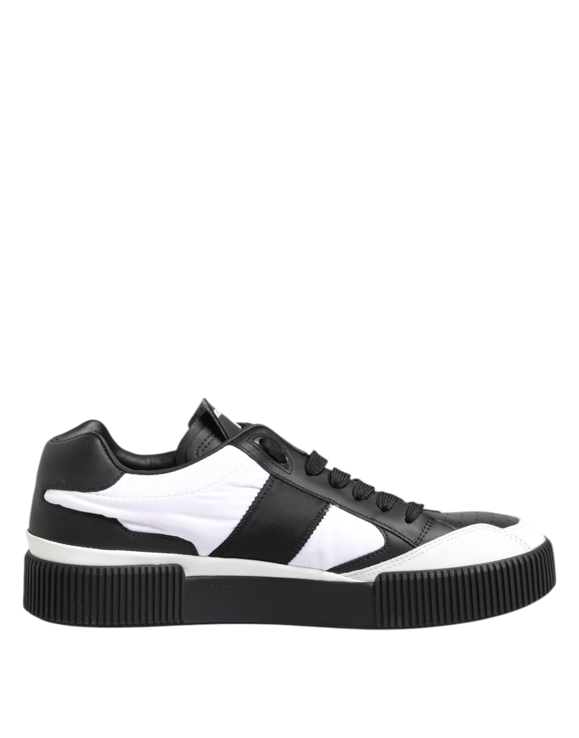 Zwarte en witte MIAMI lage sneakers van leer