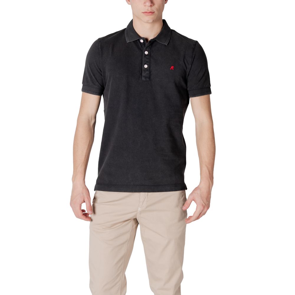 Zwart katoenen poloshirt