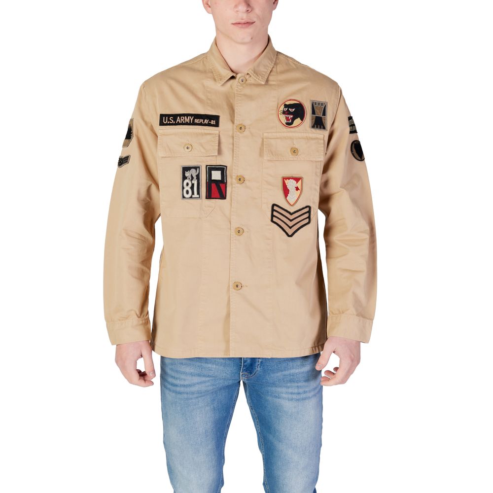 Beige katoenen overhemd