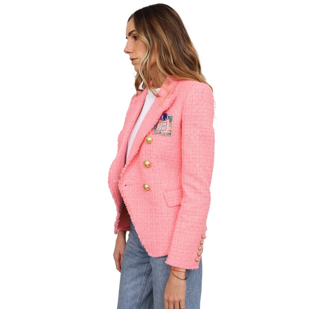 Roze katoenen damesblazer