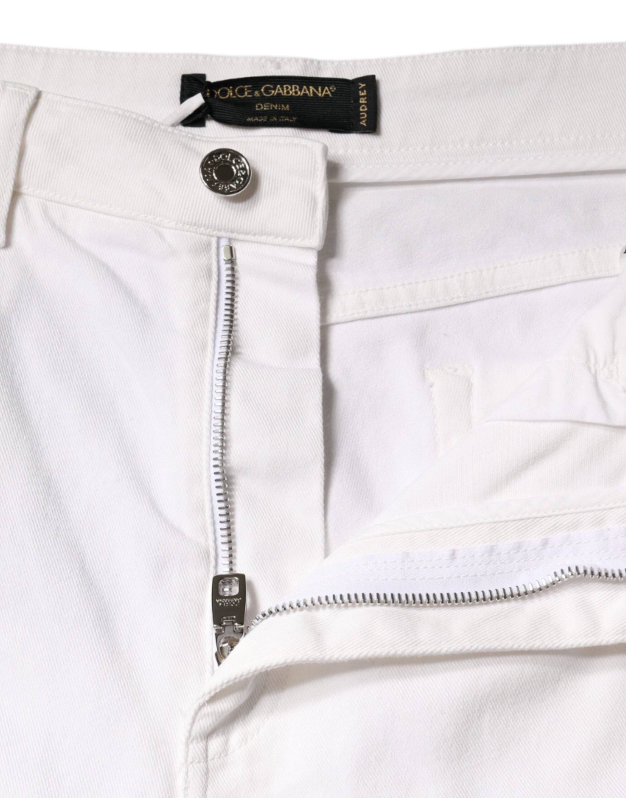 White AUDREY Cotton Logo Skinny Denim Jeans