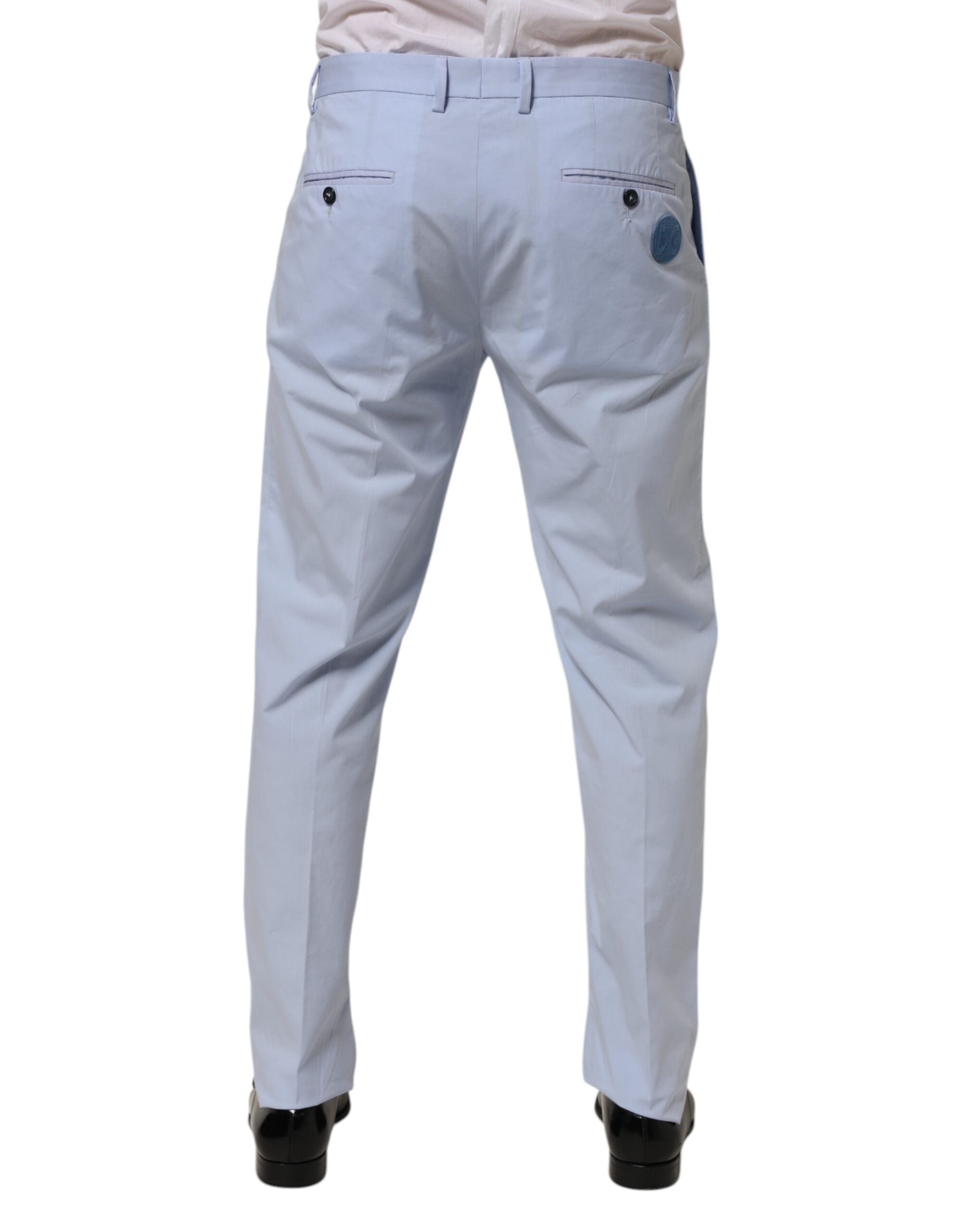 Light Blue Cotton Stretch Tapered Men Trouser Pants