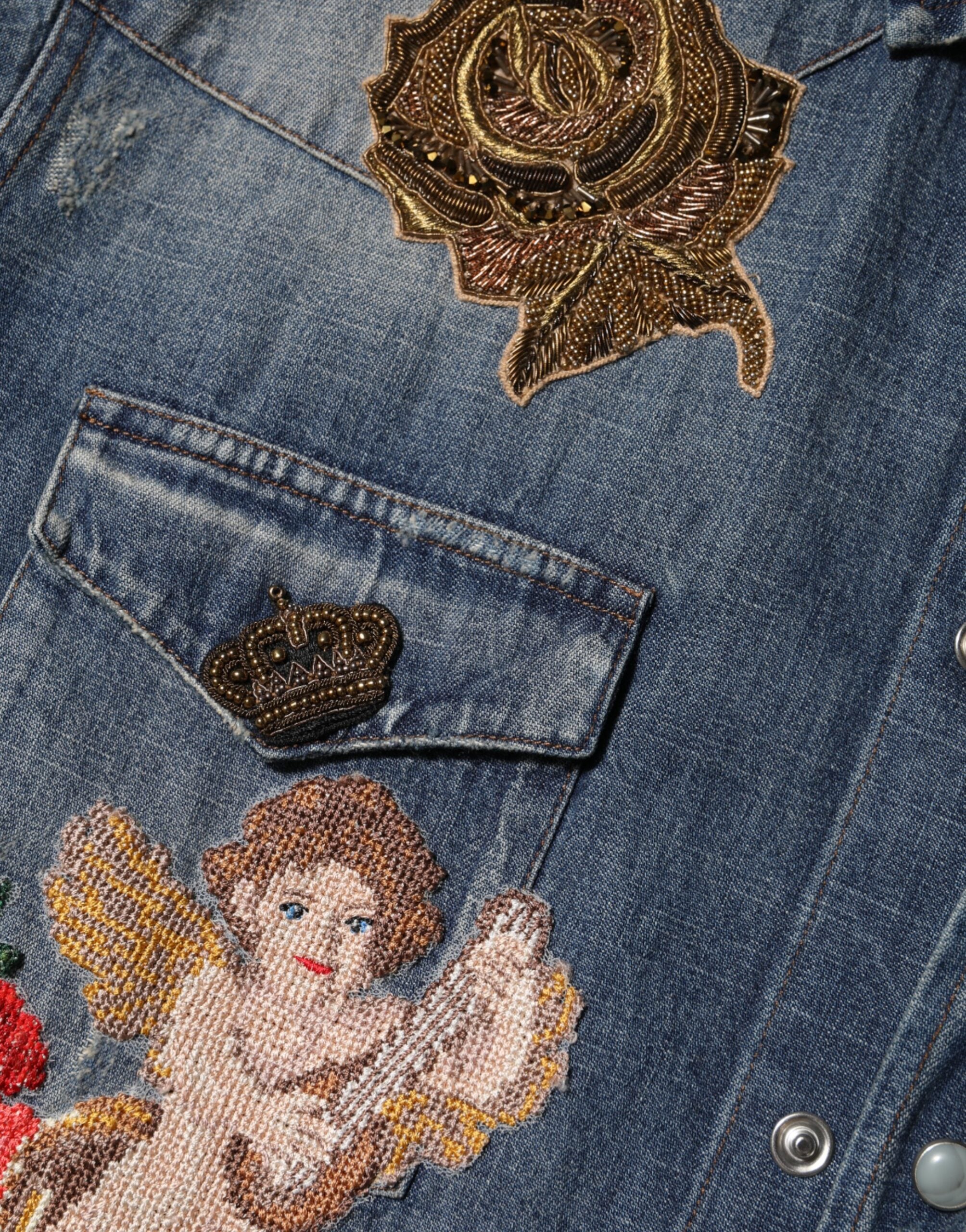 Мъжка риза Blue Angel Patch Denim с копчета