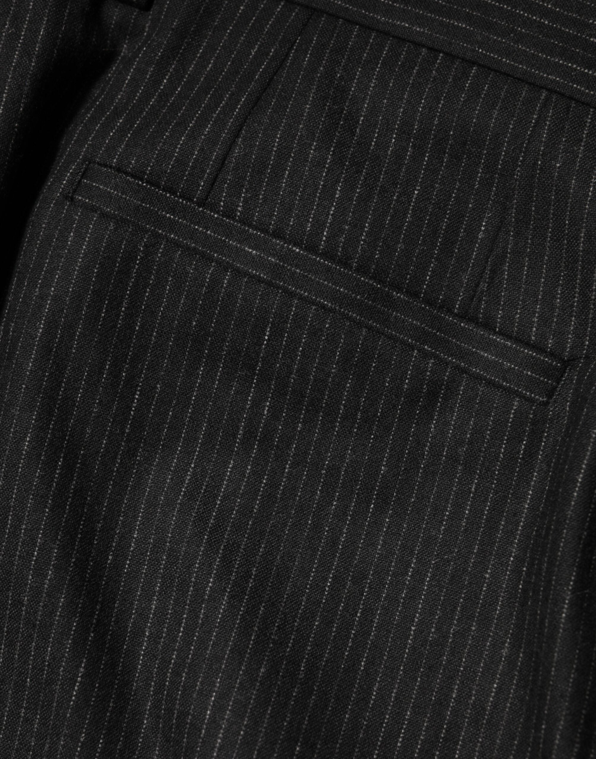 Черен памучен панталон със средна талия