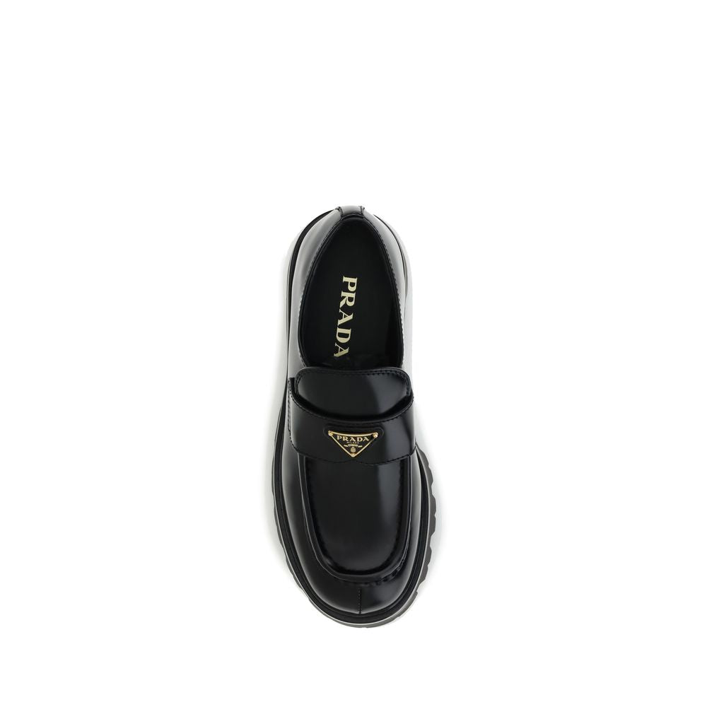 Black Calf Leather Bos Taurus Platform Loafers