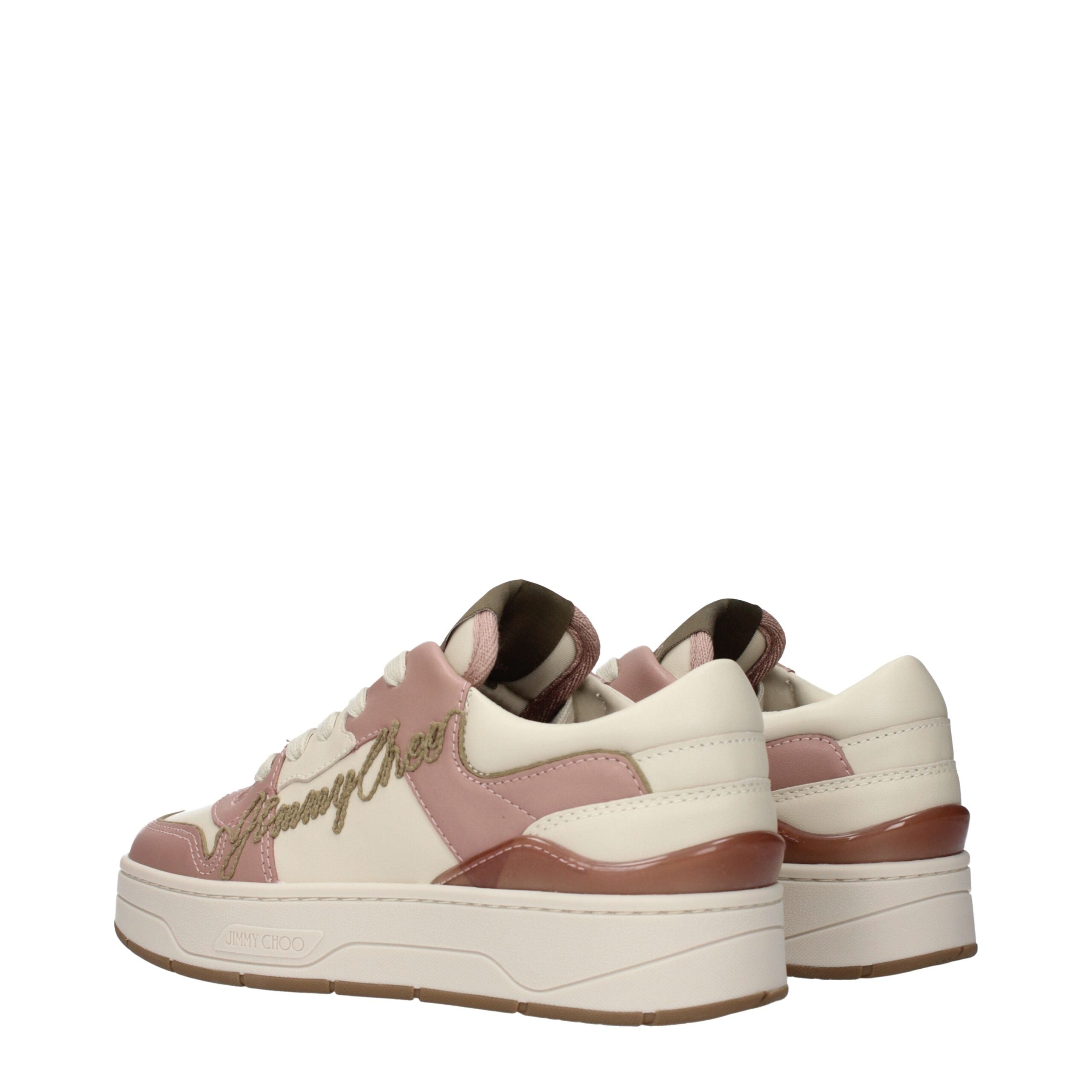 Pink Leather Low Top Sneakers