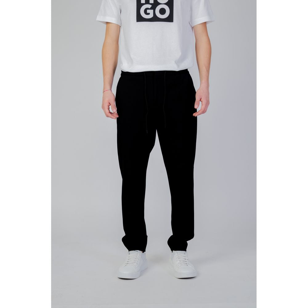 Black Polyester Casual Pants