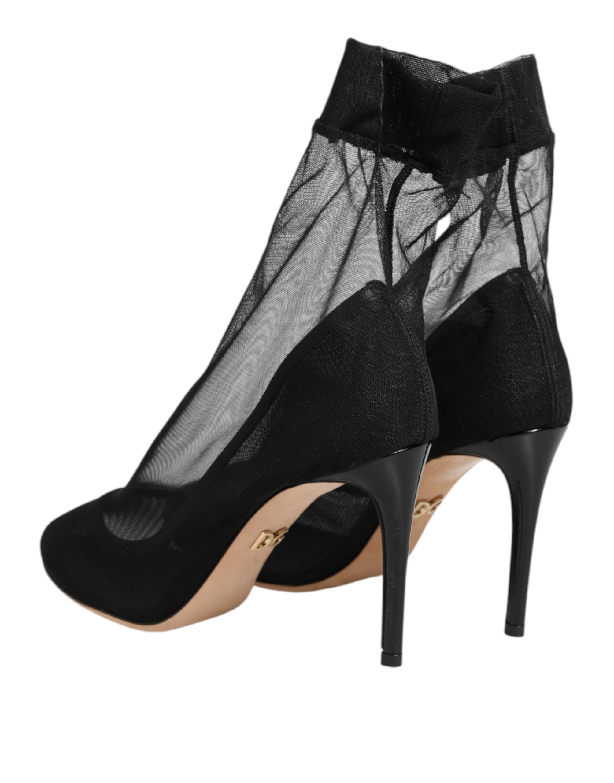 Black Nylon Stretch Mesh Sock Boots  Shoes