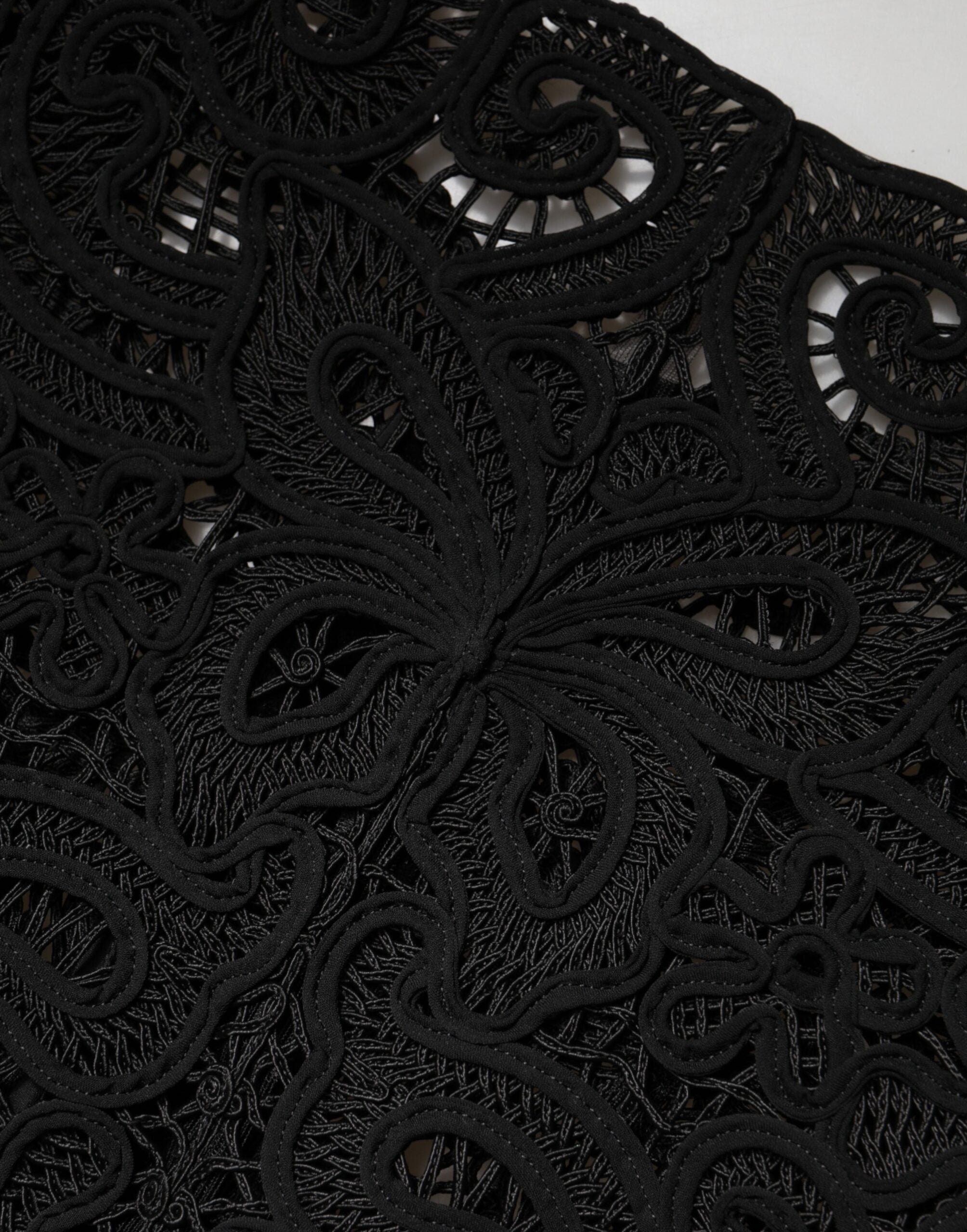 Black Floral Lace Cropped Coat  Jacket