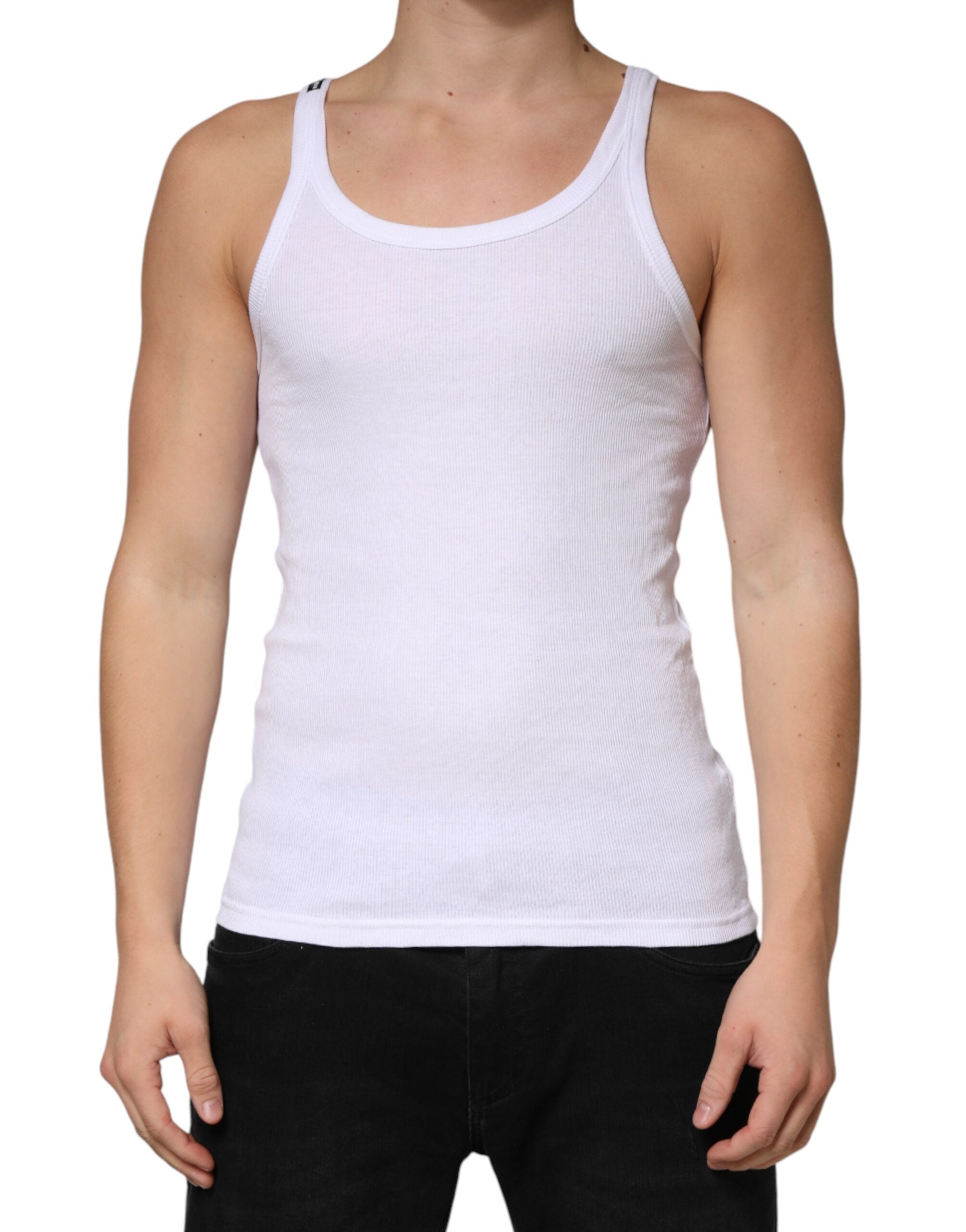 White Sleeveless Round Neck Tank Top T-shirt