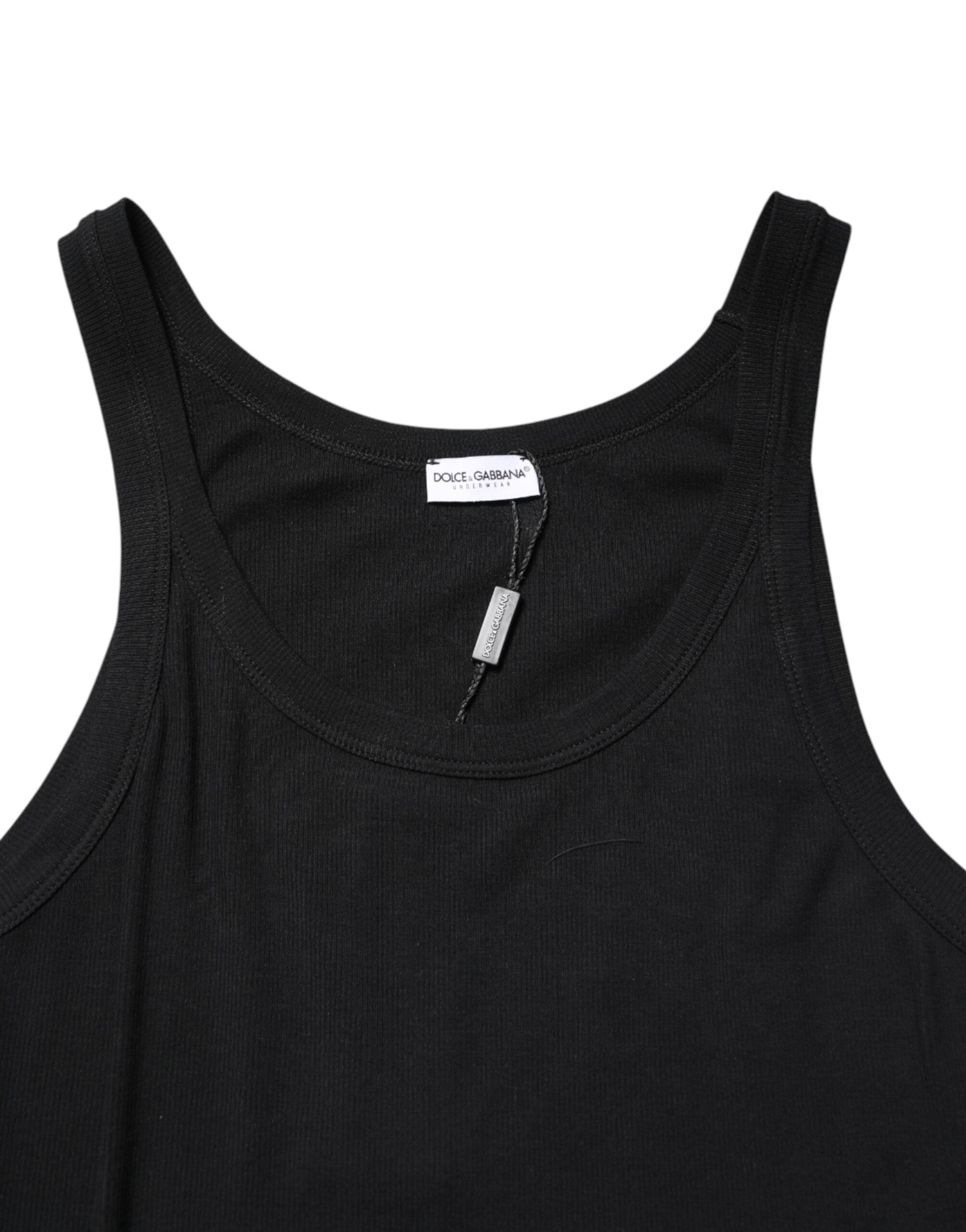 Black Sleeveless Round Neck Tank Top  T-shirt