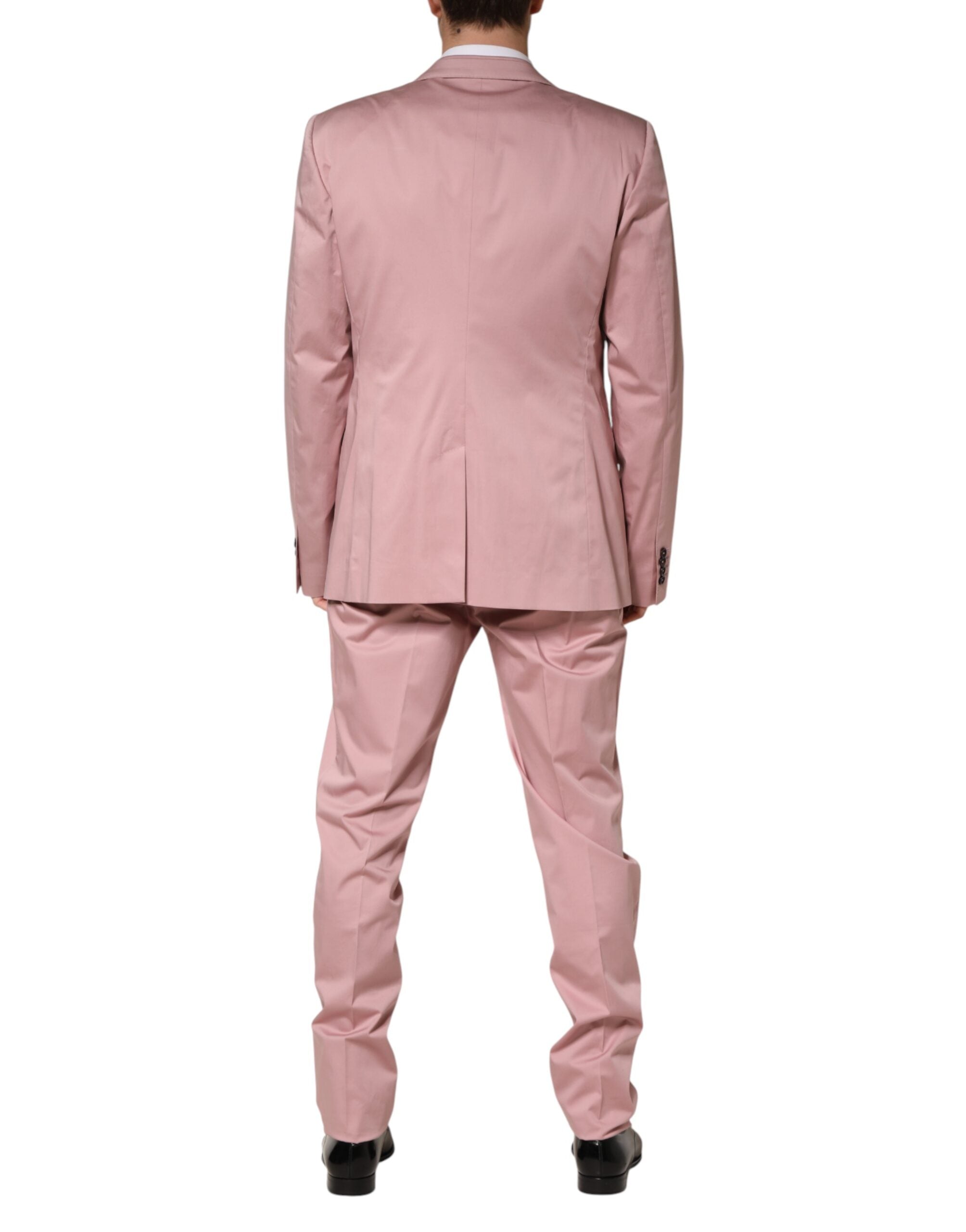Pink Cotton Single Breasted 3 Piece Suit