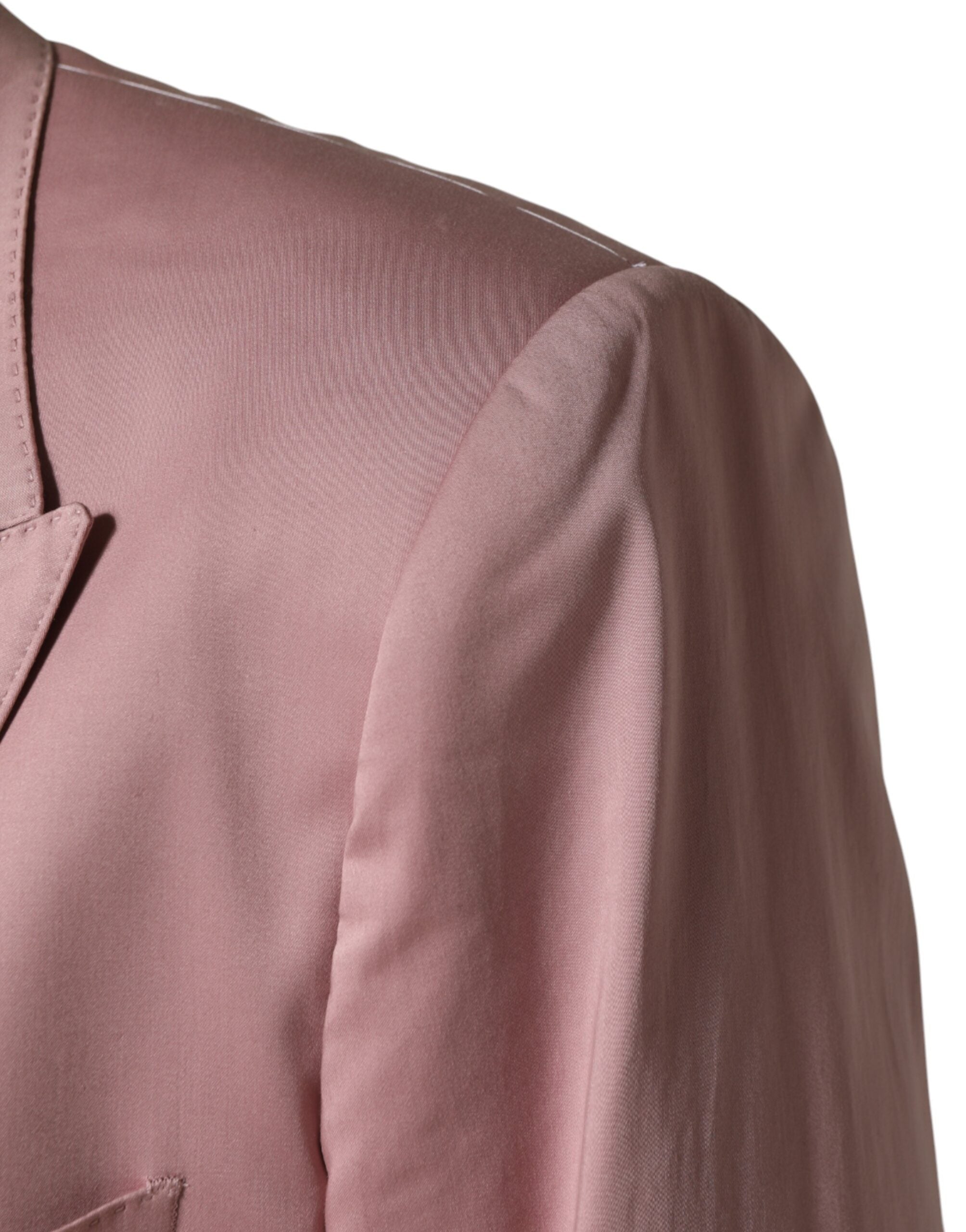 Pink Cotton Single Breasted 3 Piece Suit