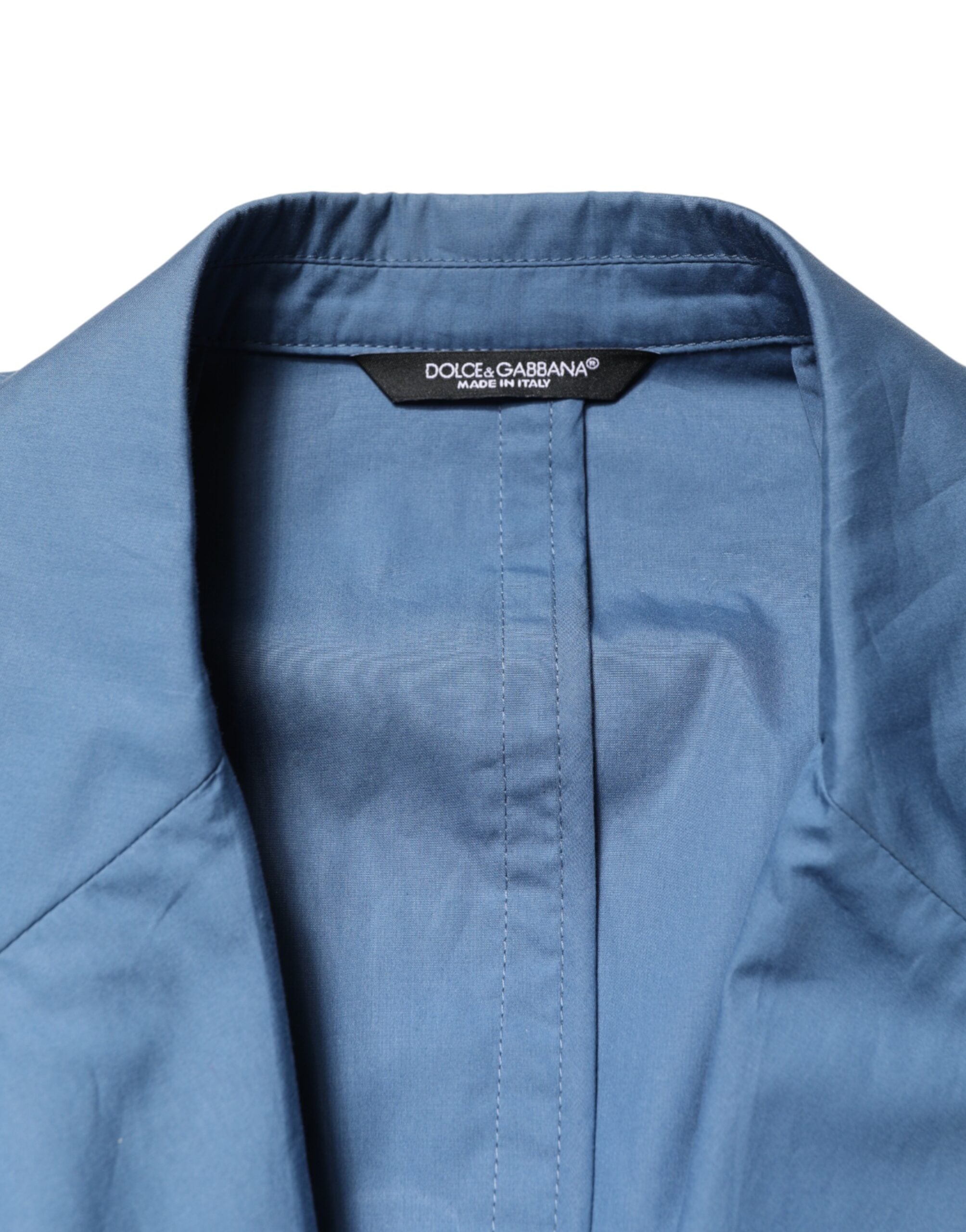 Blue Cotton Double Breasted 2 Piece  Suit