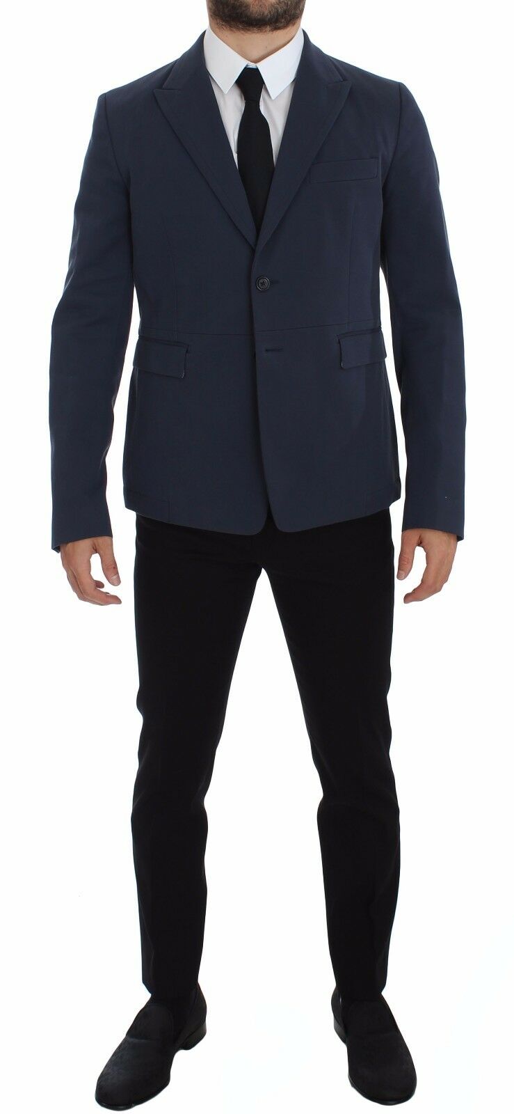 Blauwe katoenen stretch casual blazer